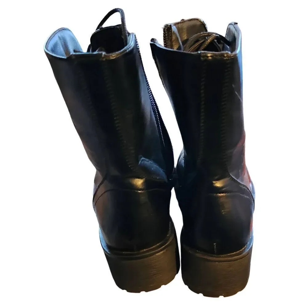 Katliu Women's Lace Up/Side Zip Ankle Combat Boots Size 6.5 (37)